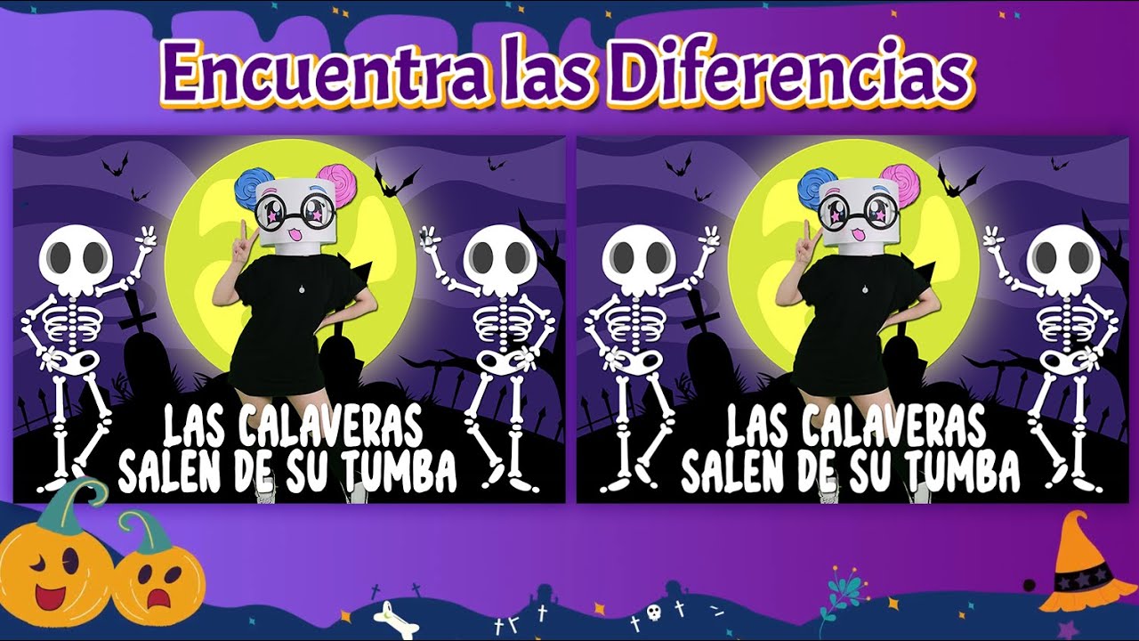 Las calaveras salen de su tumba💀💀| Encuentra las diferencias👀| Canciones infantiles de Halloween🎃