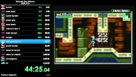 Metroid: Zero Mission 100% speedrun in 52:21 (1:13:05)