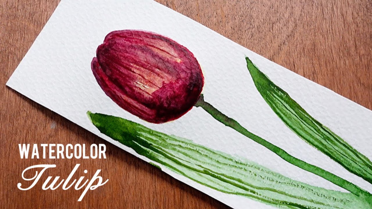 How to paint an easy TULIP🌷 In 3 minutes! | Watercolor Flower Step-By ...