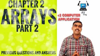 +2 Computer Application | Chapter2| Arrays  | Part 2 Non Focus Area l Previous Question Discussion