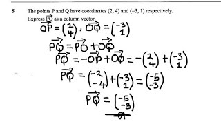 Express PQ vector as a Column Vector.