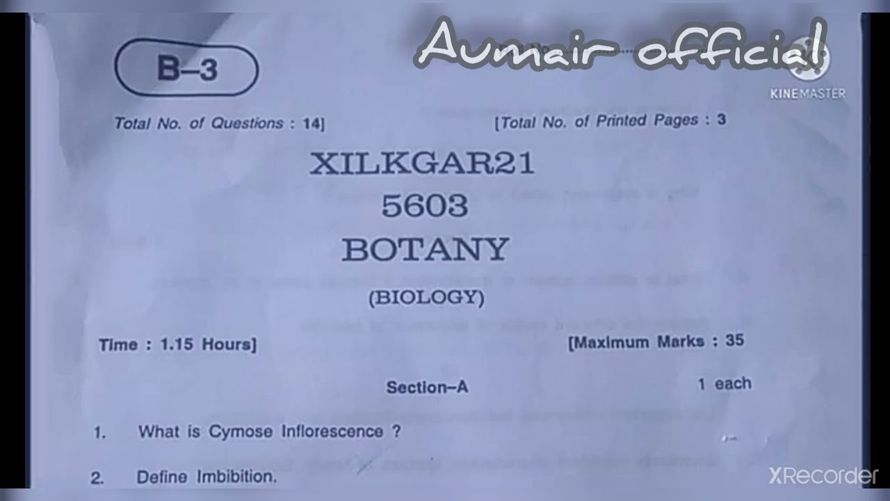 Class 11th Biology paper pattern 2021| Zoology and Botany jammu division | biology New model paper