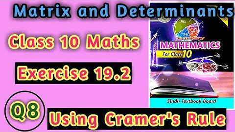 Exercise 19.2 solution class 10 maths Q8 unit 19 matrix and determinants |Cramer