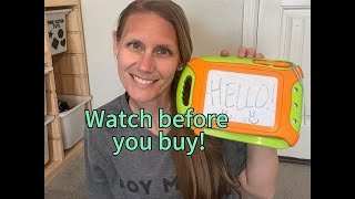Magnetic Drawing Board Review | Toddler Sketch and Erase | Travel Size With Pen Attached.