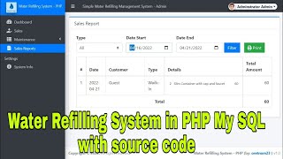 Water Refilling System in PHP My SQL with source code screenshot 4