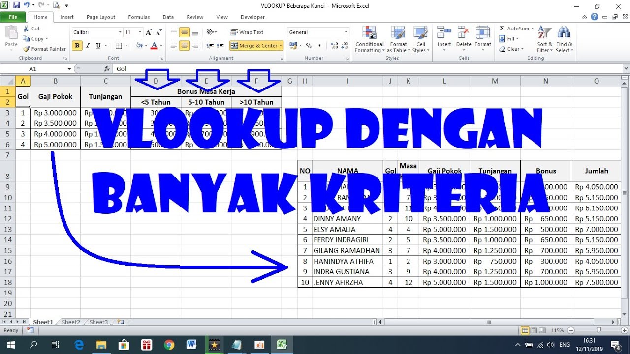 Cara Menggunakan Rumus VLOOKUP dengan Banyak Kriteria