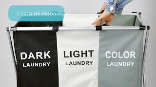 Cesto Ropa Sucia, Grande Con 3 Secciones Lavandería Plegable