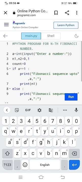 PYTHON PROGRAM FOR N-TH FIBONACCI NUMBER.|#pythonprogram #nth_Fibonacci ...