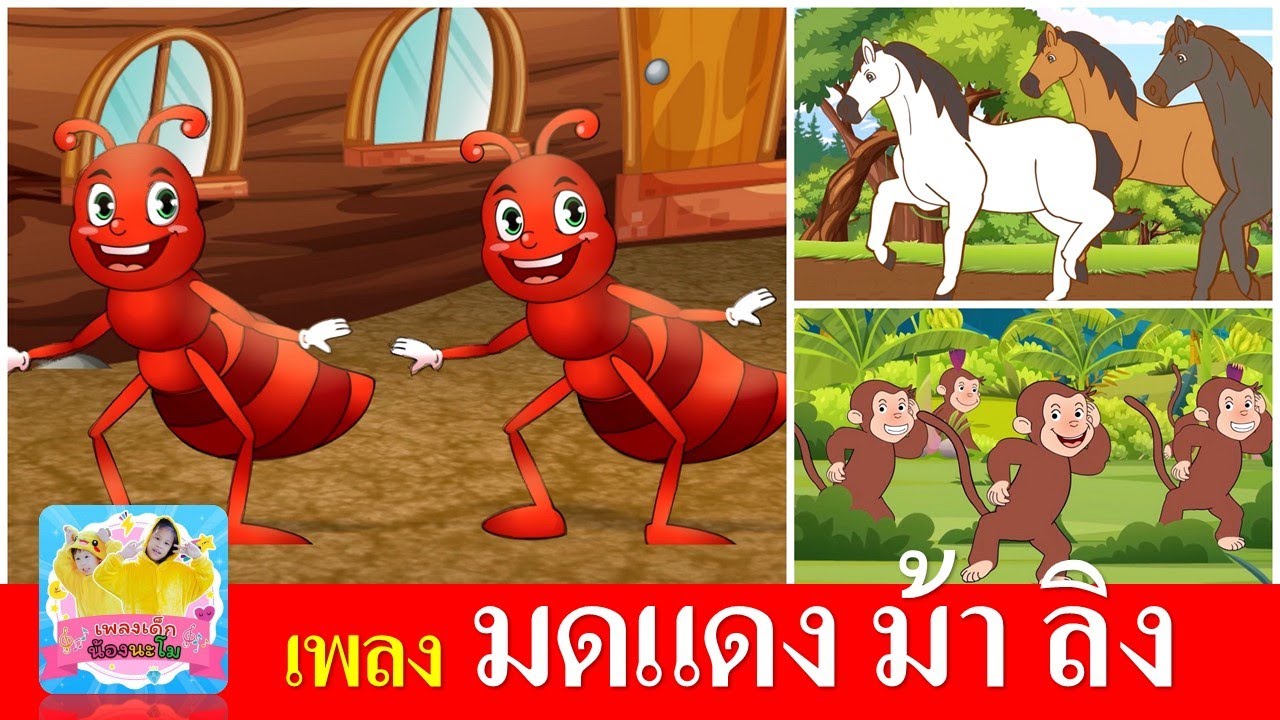 เพลงเด็กอนุบาล มดแดง ม้า ลิง | มดแดงเกาะแข้งเกาะขา | ม้าวิ่งกรับกรับ | ลิงเจี๊ยกเจี๊ยก