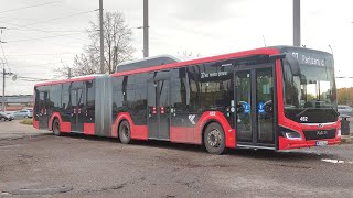 первые недели работы на регулярных маршрутах в городе Kaunas гибридный 18 метровый автобус #452