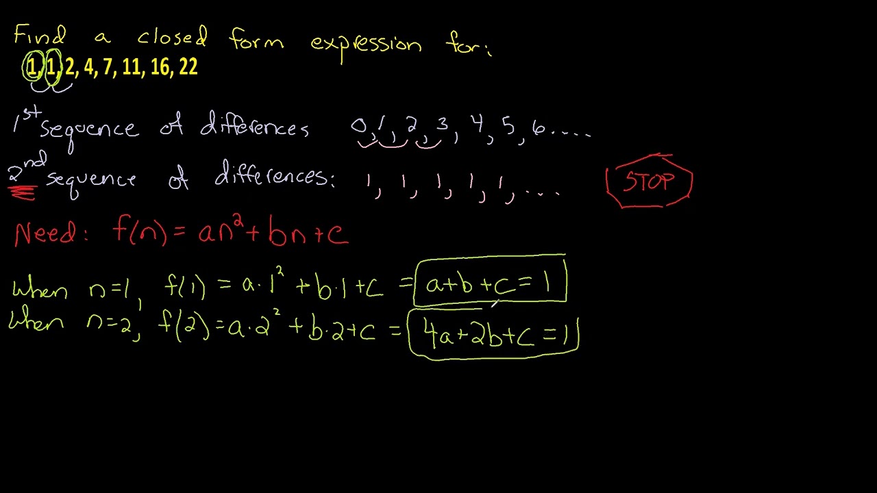 Sequence of differences degree2 - YouTube
