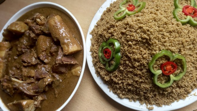 Thiere bassi guertè (peanut butter soup with Senegalese couscous