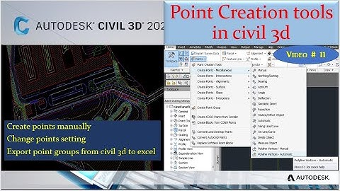 Point creation tool and setting in civil 3d,  create and export points from civil 3d to excel
