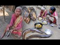 GRANDMOTHER cooking &amp; eating SHOL FISH recipe in tribe village | how to cook fish recipe