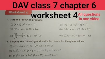 DAV class 7 chapter 6 worksheet 4 ।Class 7 maths chapter 6 worksheet 4 dav public school