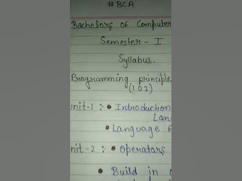 #BCA semester-1 syllabus programming principle & algorithm (PPA) #code ...