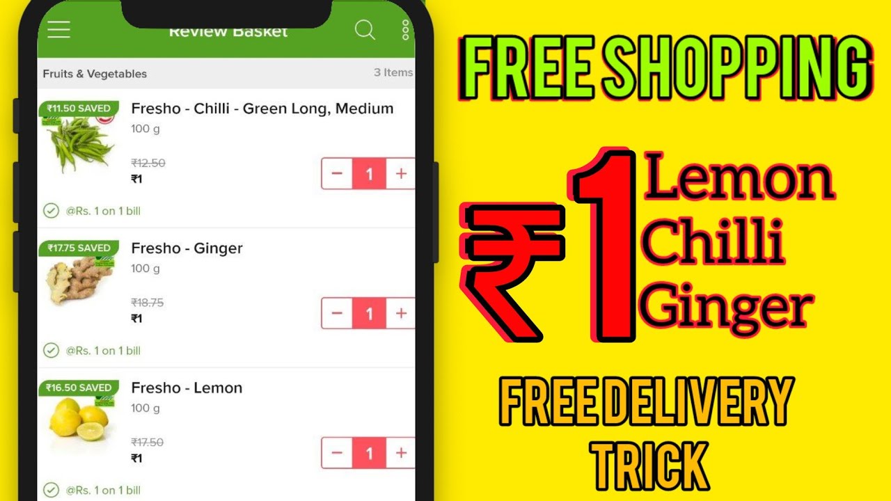 Bigbasket Free Shopping Offer Fre Shipping Loot Tata Neu New Trick ₹1Lemon ₹1Chilli ₹1 Ginger ₹3Loot
