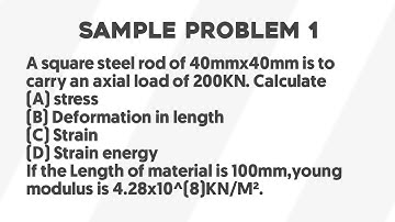 Sample Problem 1|| calculate the stress || strain || Deformation || strain energy