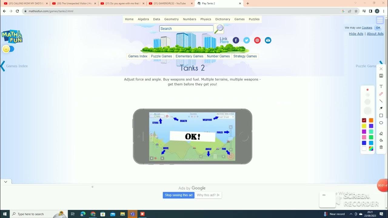 Playing tanks two from math is fun YouTube