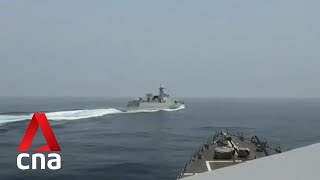 US video shows close encounter with Chinese warship in Taiwan Strait