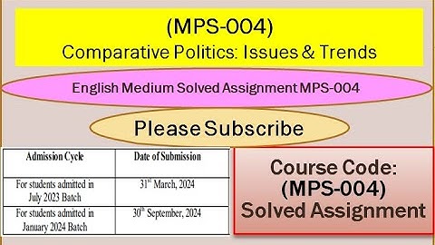 IGNOU  Solved Assignment MPS-004 M.A (Political Science) 1st Year #mps #ignou #solvedassignments