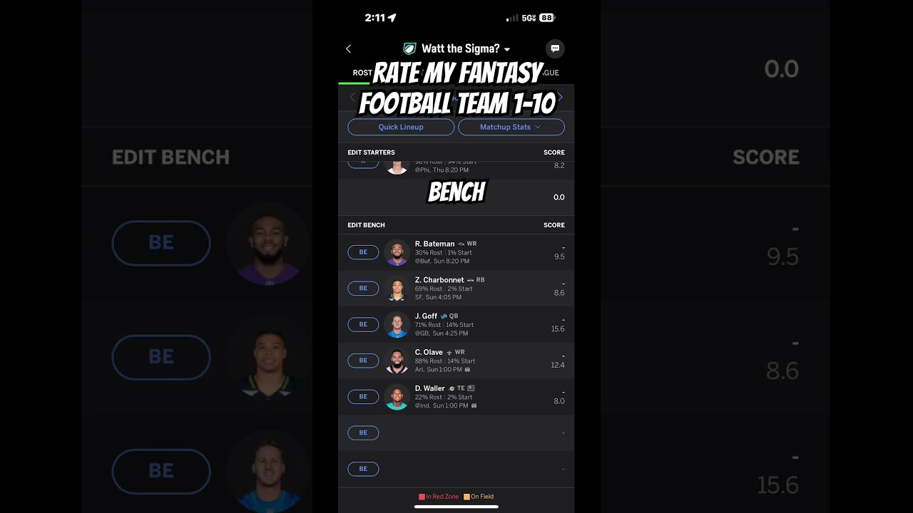 Rate my Fantasy Football Team 