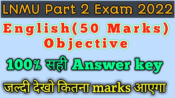 Lnmu Part 2 English(50 Marks) Answer Key 2022 ||Lnmu Part 2 English Answer key