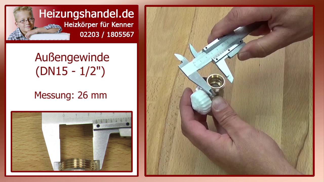 Heizkörperventil 1/2" Zoll richtig messen - YouTube