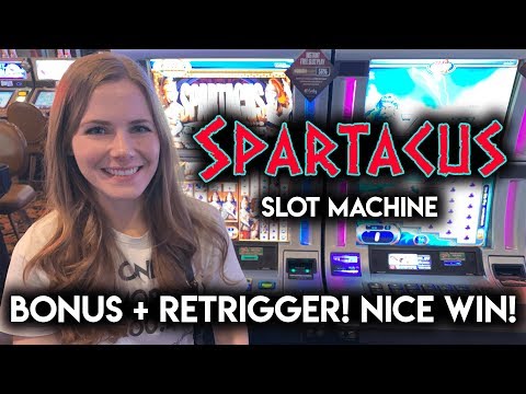 BONUS + Rare Re-trigger on Spartacus Gladiator of Rome Slot Machine! NICE WIN!!
