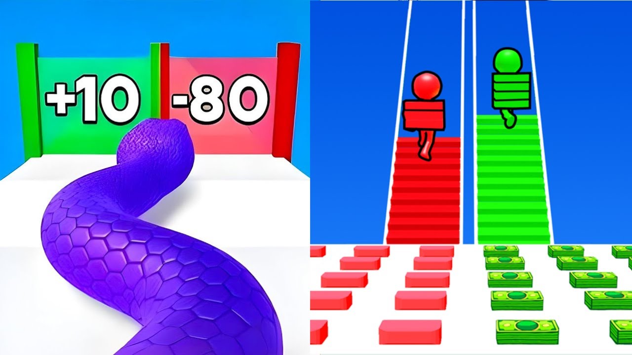 Snake Run VS Bridge Race - SpeedRun Gameplay Walkthrough (Android,iOS) NEW UPDATE Ep 1