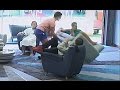 Strong guy gets annoyed and throws a dude with the couch