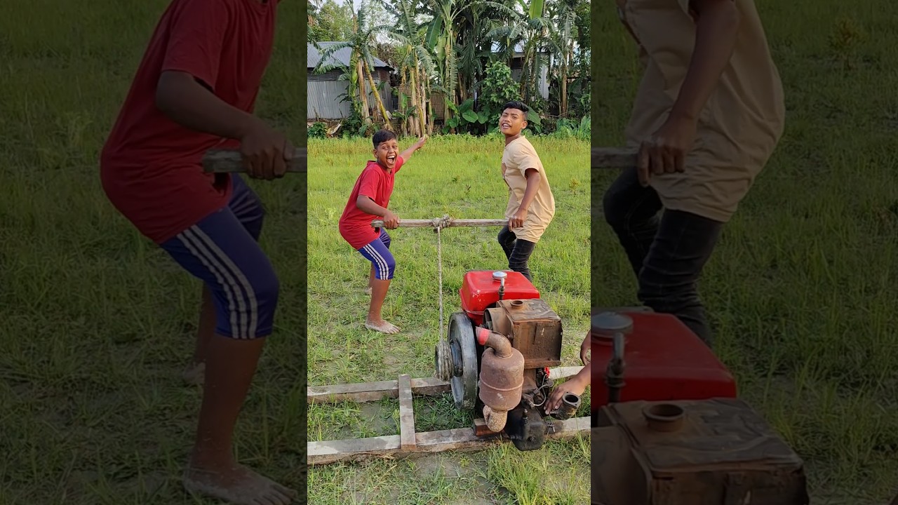 Two Funny Boy Power Tiller Start Challenge🙀🙀