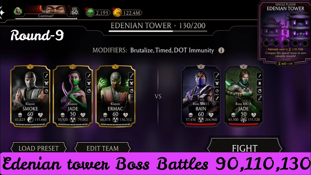 Edenian tower Boss Battles 90,110 & 130 + Rewards