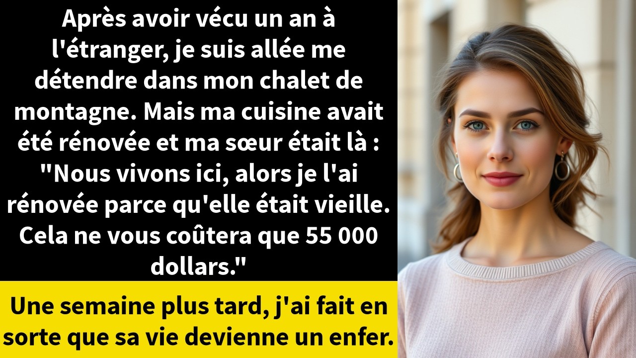 Après avoir vécu un an à l'étranger, je suis allée me détendre dans mon chalet de montagne.