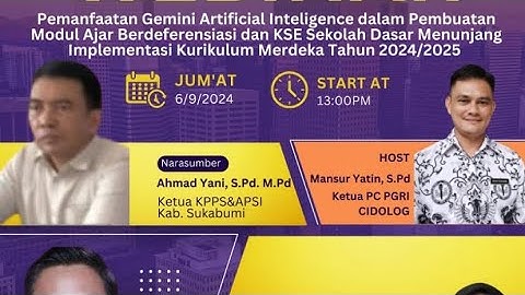 Webinar Pemanfaatan Gemini AI Dalam Pembuatan Modul Ajar Pembelajaran Berdiferensiasi