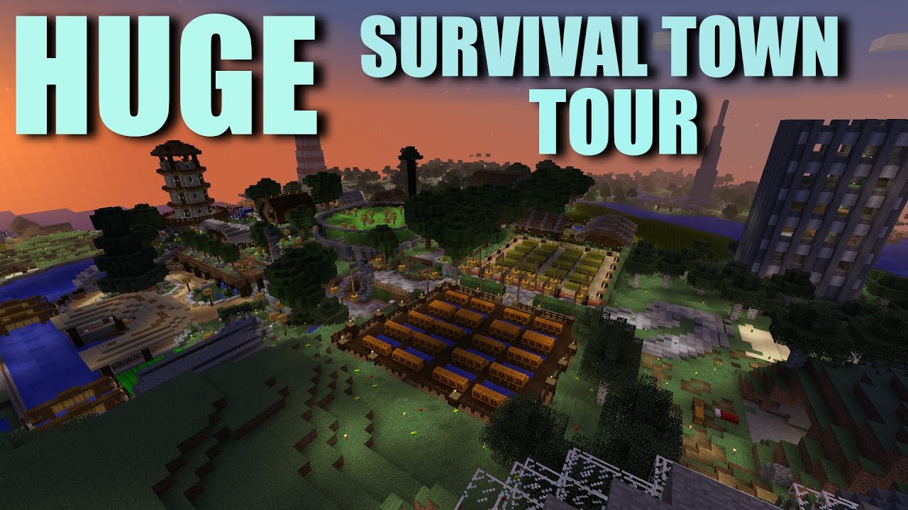 Huge Survival City Tour | 100% Survival Minecraft Tour - YouTube