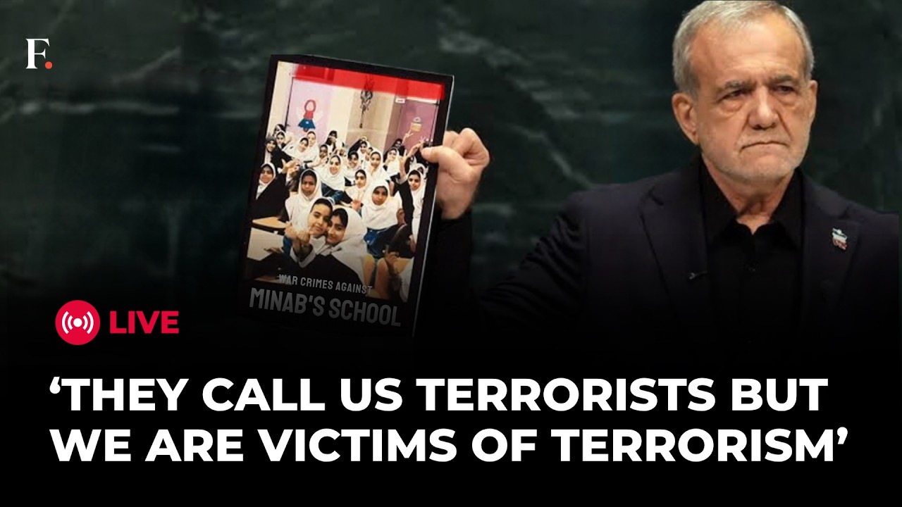 Iran President Rejects US Terror Claims, Shows Minab School Photos At UN | IRAN WAR thumbnail