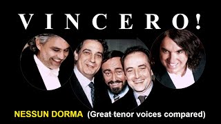 WHO SANG "VINCERO" THE BEST? NESSUN DORMA - Federico/ Great tenor voices compared