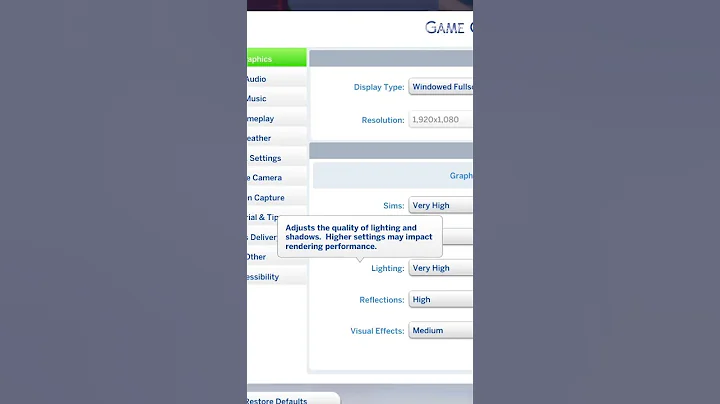 Graphics setting for Sims 4. #shorts