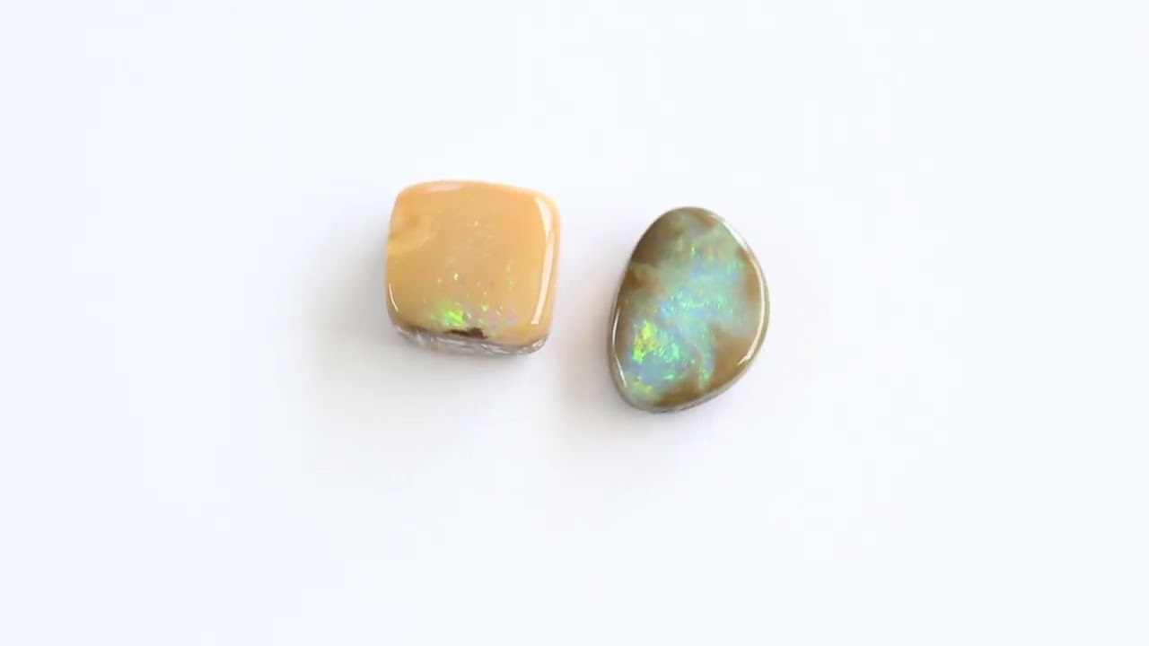 Natural solid opals 3.26ct set of 2