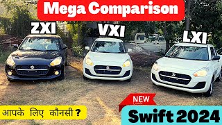 swift 2024 zxi model vs swift vxi vs swift lxi | full detail comparison 🔥