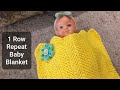 How to knit a baby blanket  1 row repeat baby blanket  easy baby blanket with written instruction