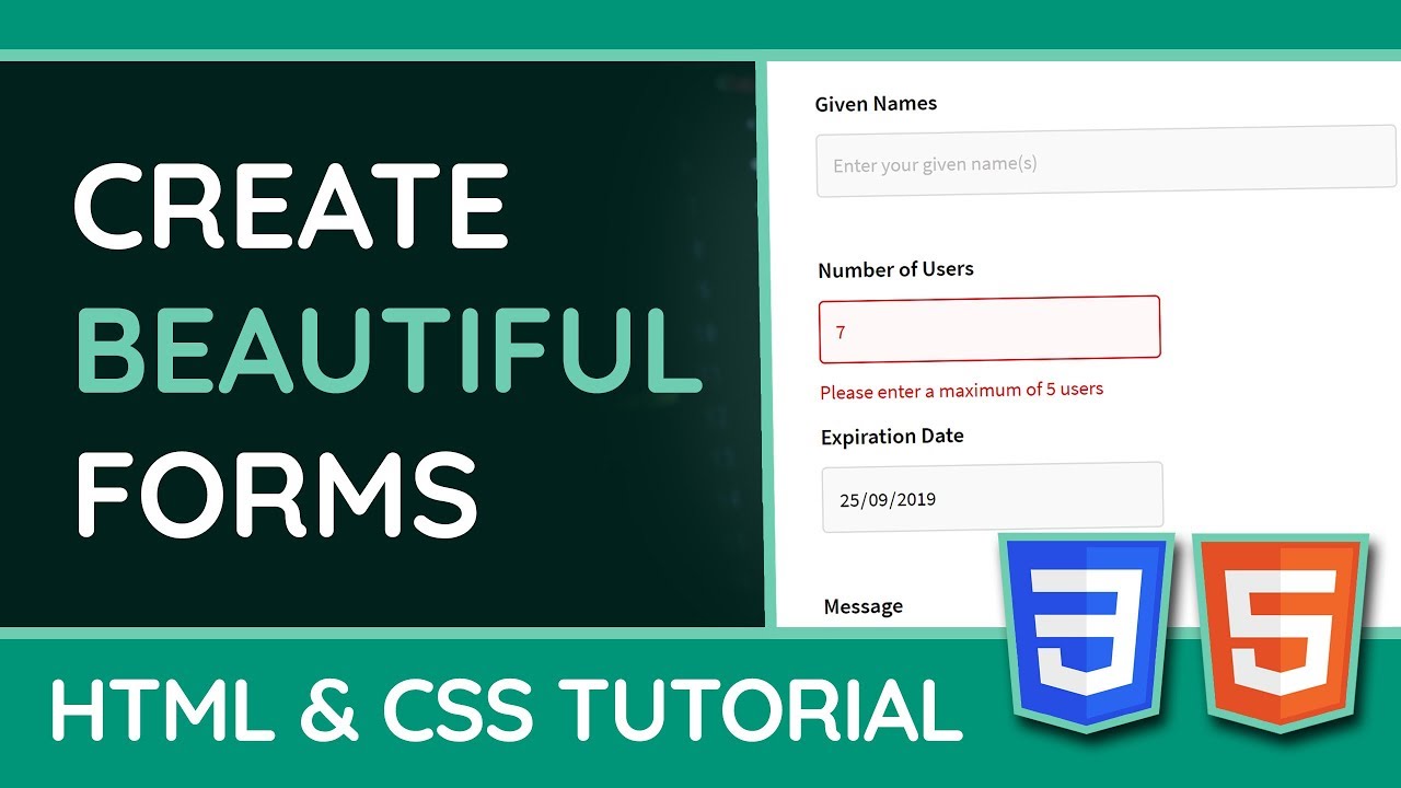 โค้ด css แต่งเว็บ  Update 2022  Styling HTML Forms With CSS - Web Design/UX Tutorial