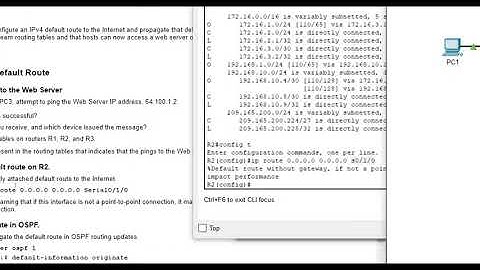 Packet Tracer 2.5.3 - Propagate a Default Route in OSPFv2 (NET 225)