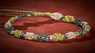 BUDDHA STONES HAND WOVEN PASTEL DAISY GRADIENT STRING BRACELET
