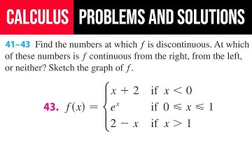 43. Find the numbers at which f is discontinuous. At which of these numbers is f continuous from the