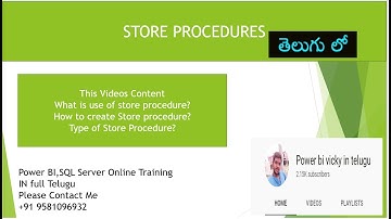 Store procedure Full video in SQL server in Telugu