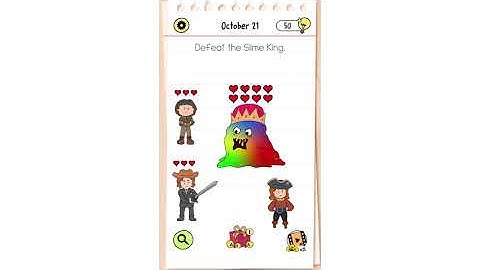 Brain Test All Star Daily Puzzle October 21 - Defeat the Slime King