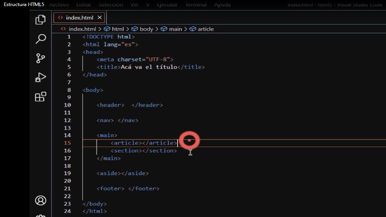 1. Estructura básica HTML5 con VS Code - YouTube