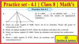 Practice set 4.1 class 8th Math's Altitudes and Medians of a Triangle Maharashtra Board #class8